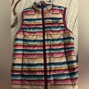 Ariat Striped Ideal Down Vest Size Small Worn Lightly!!